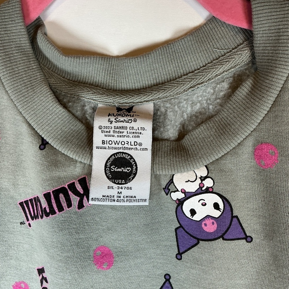 Hello Kitty Gray and Purple Kuromi Crewneck Sweater A0445 - Picture 2 of 3